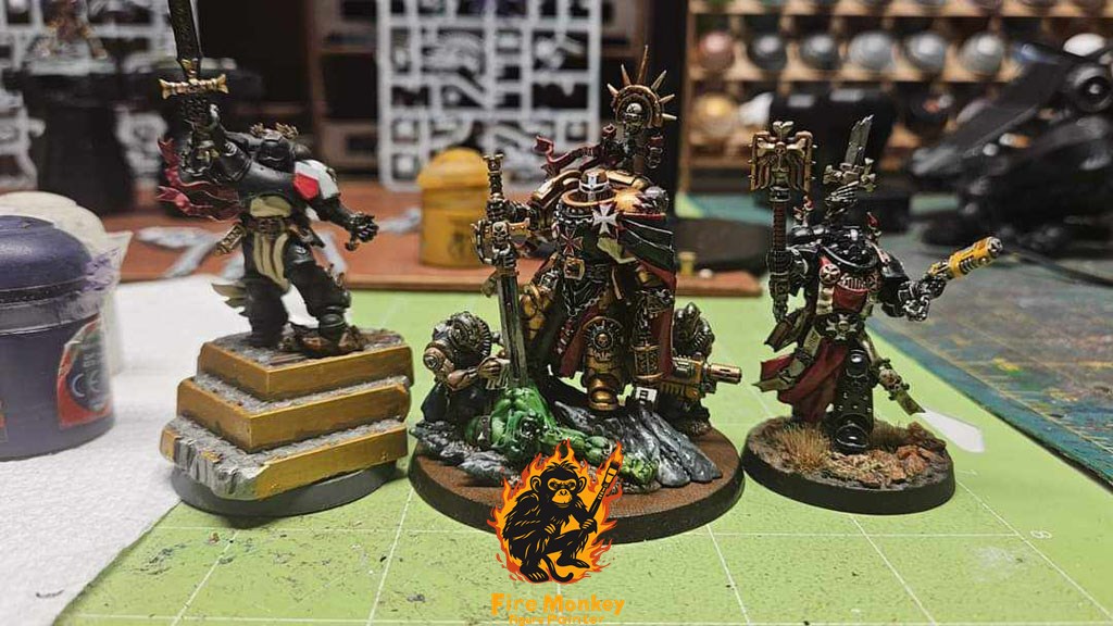 Black Templars character trio with Helbrecht